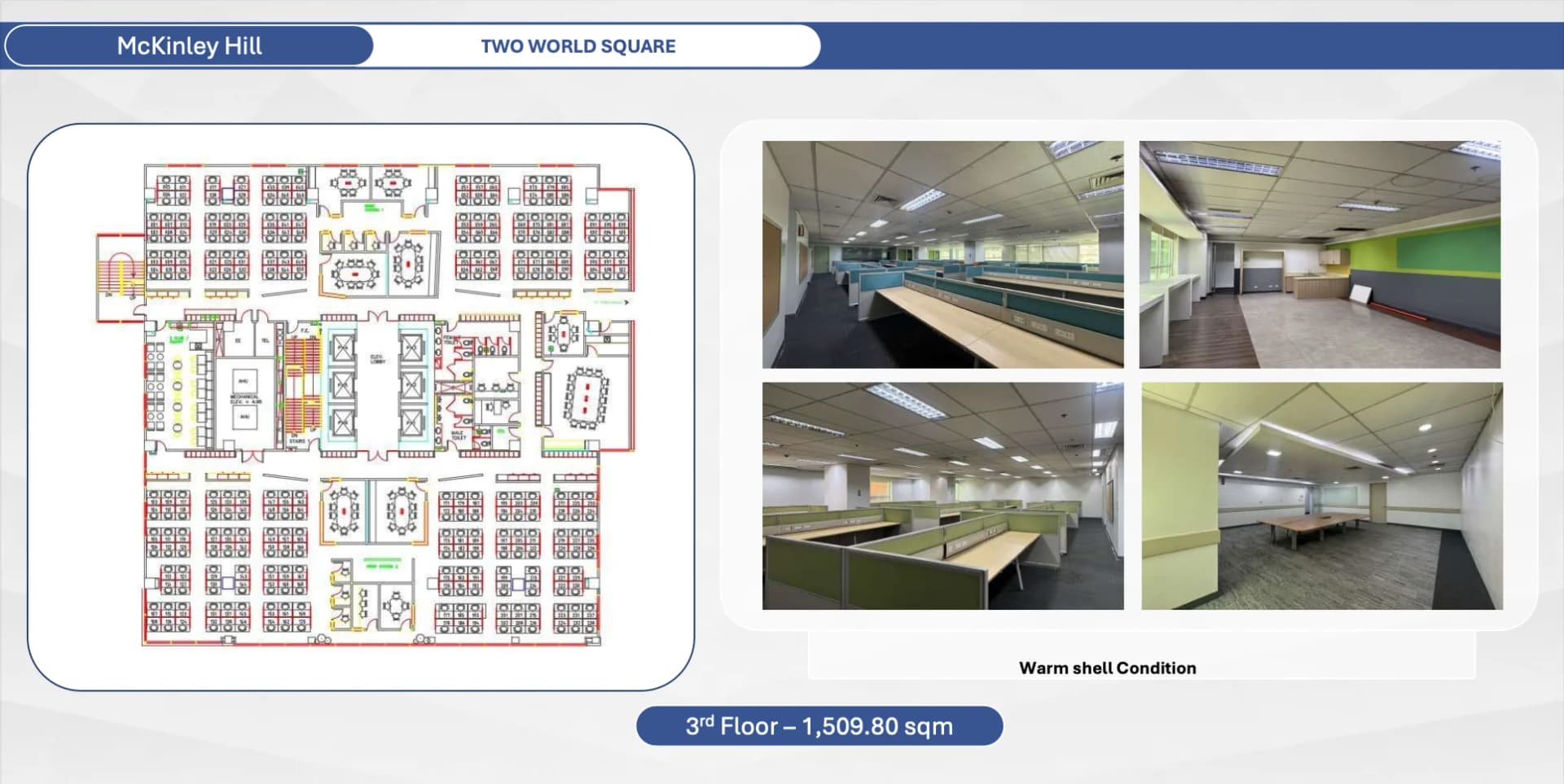 Two World Square | 1510sqm Office Space for Rent in Taguig City - Mckinley