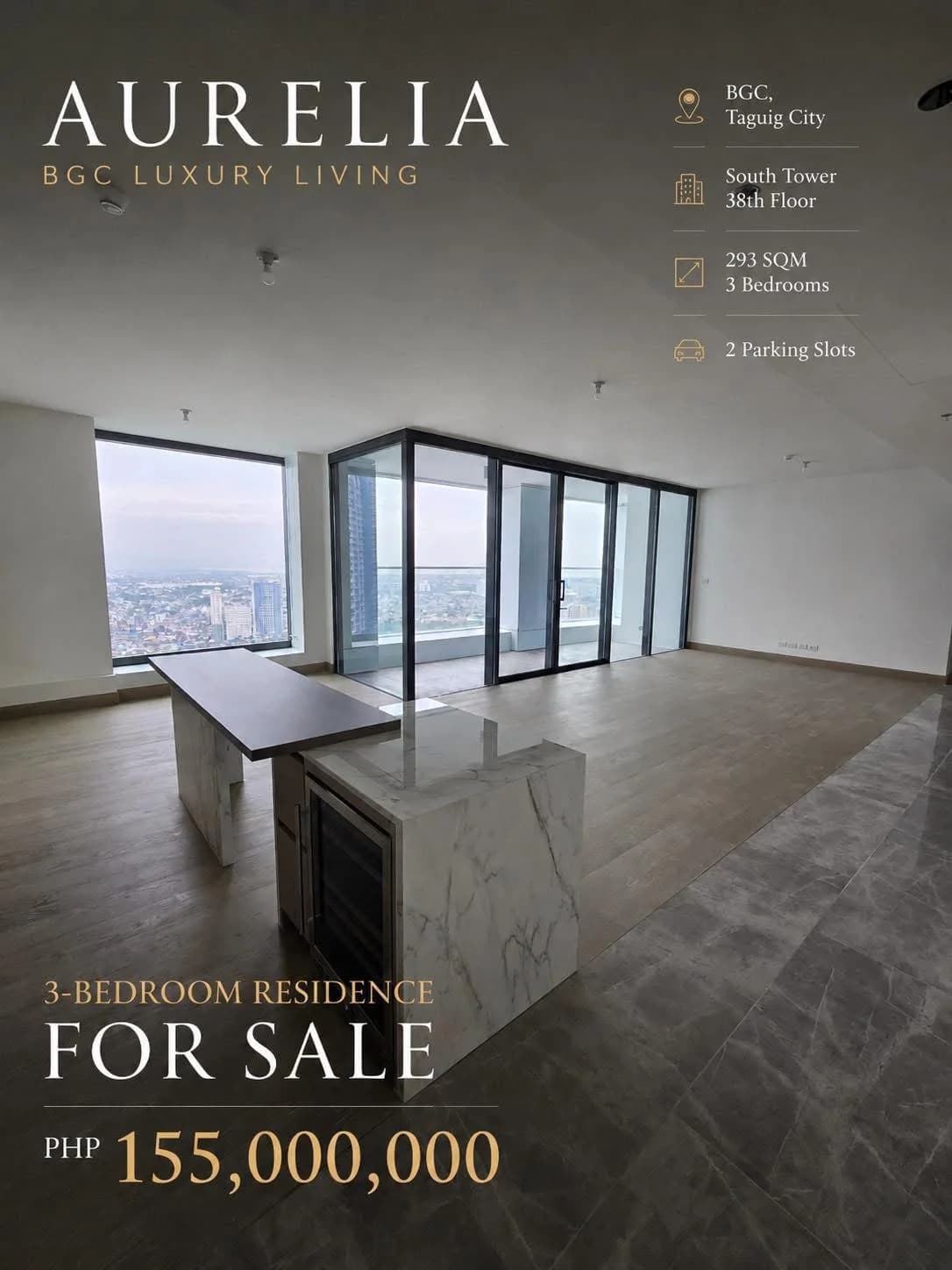 Aurelia Residences | 3BR 282sqm Condo for Sale in Taguig City - Uptown Bonifacio