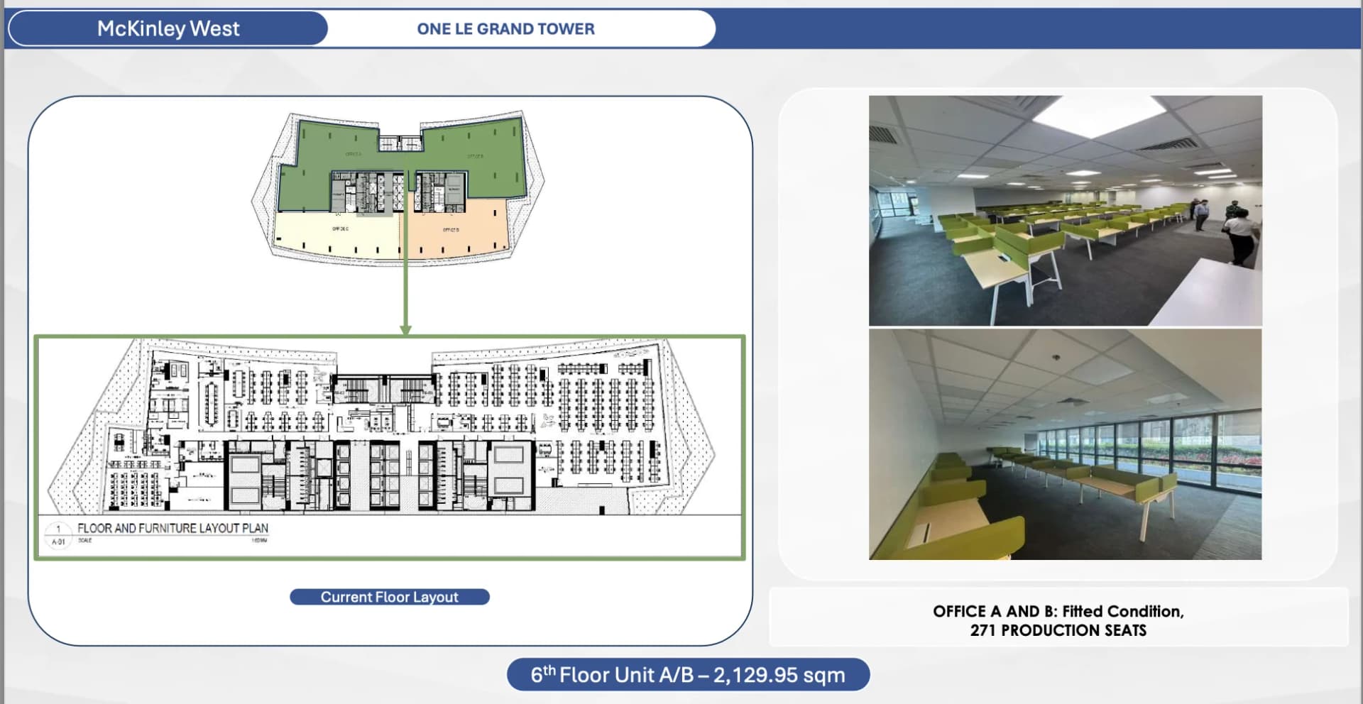 One Le Grand Tower | 2130sqm Office Space for Rent in Taguig City - Mckinley