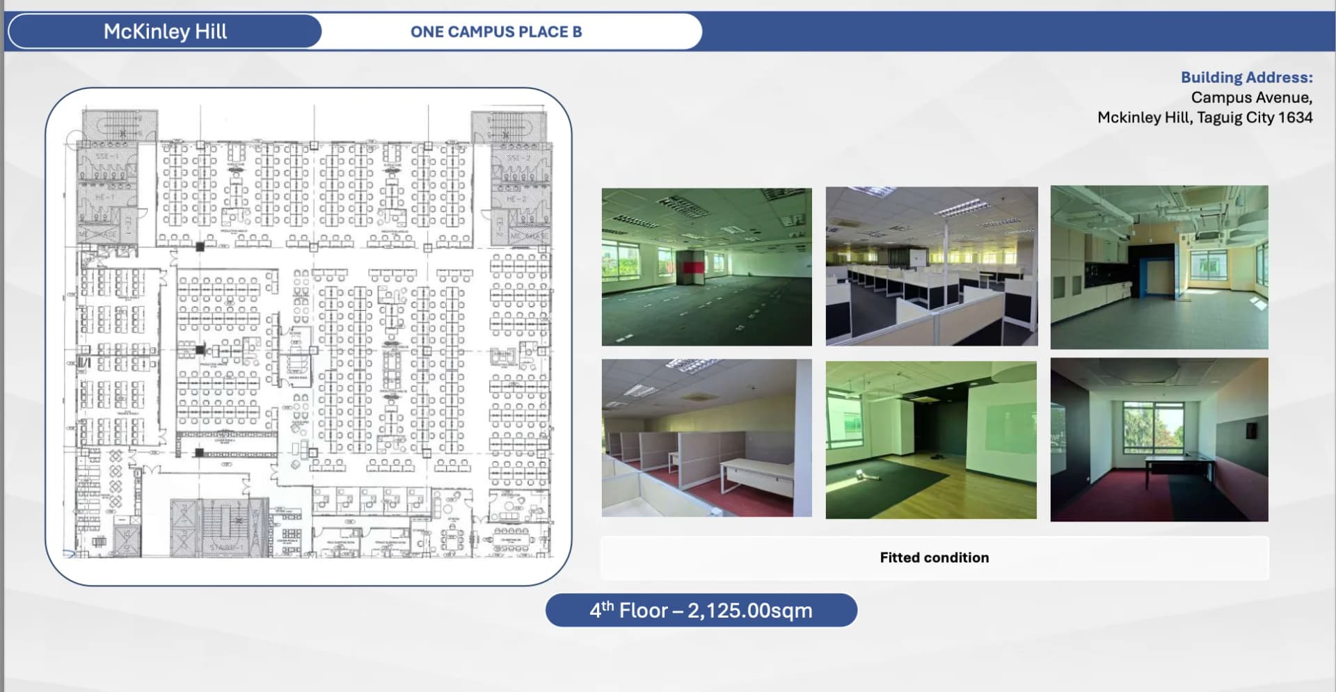 One Campus Place | 2125sqm Office Space for Rent in Taguig City - Mckinley