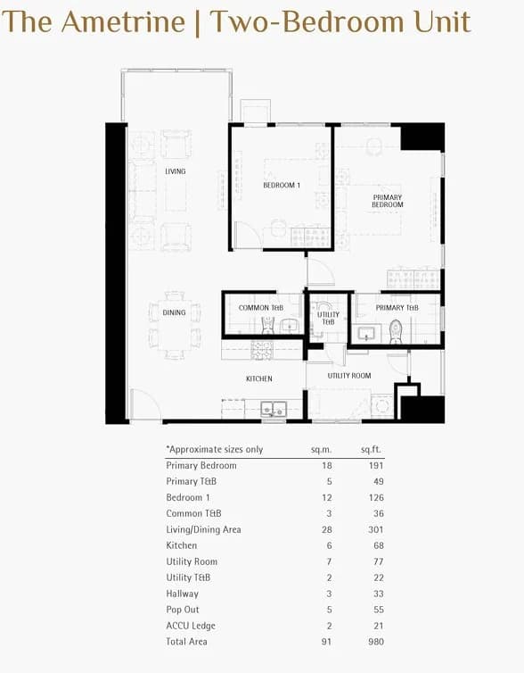 Ametrine At Portico | 2BR 91sqm Condo for Sale in Pasig City