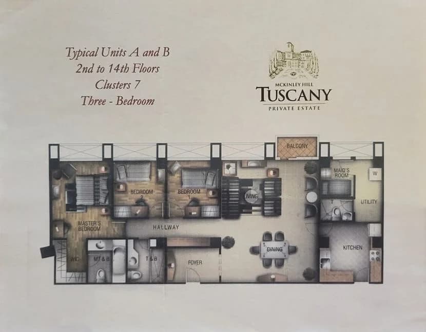 Tuscany | 3BR 131sqm Condo for Sale in Taguig City - Mckinley