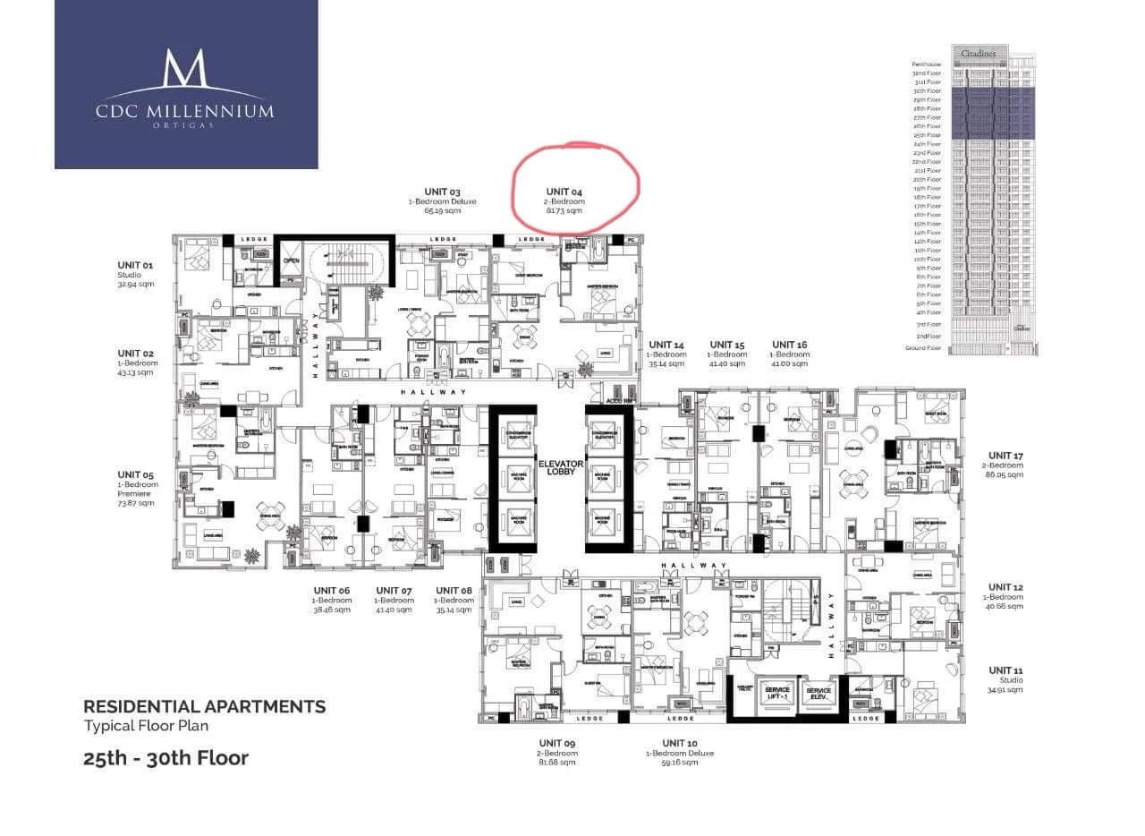 Cdc Millennium Ortigas | 3BR 82sqm Condo for Sale in Pasig City