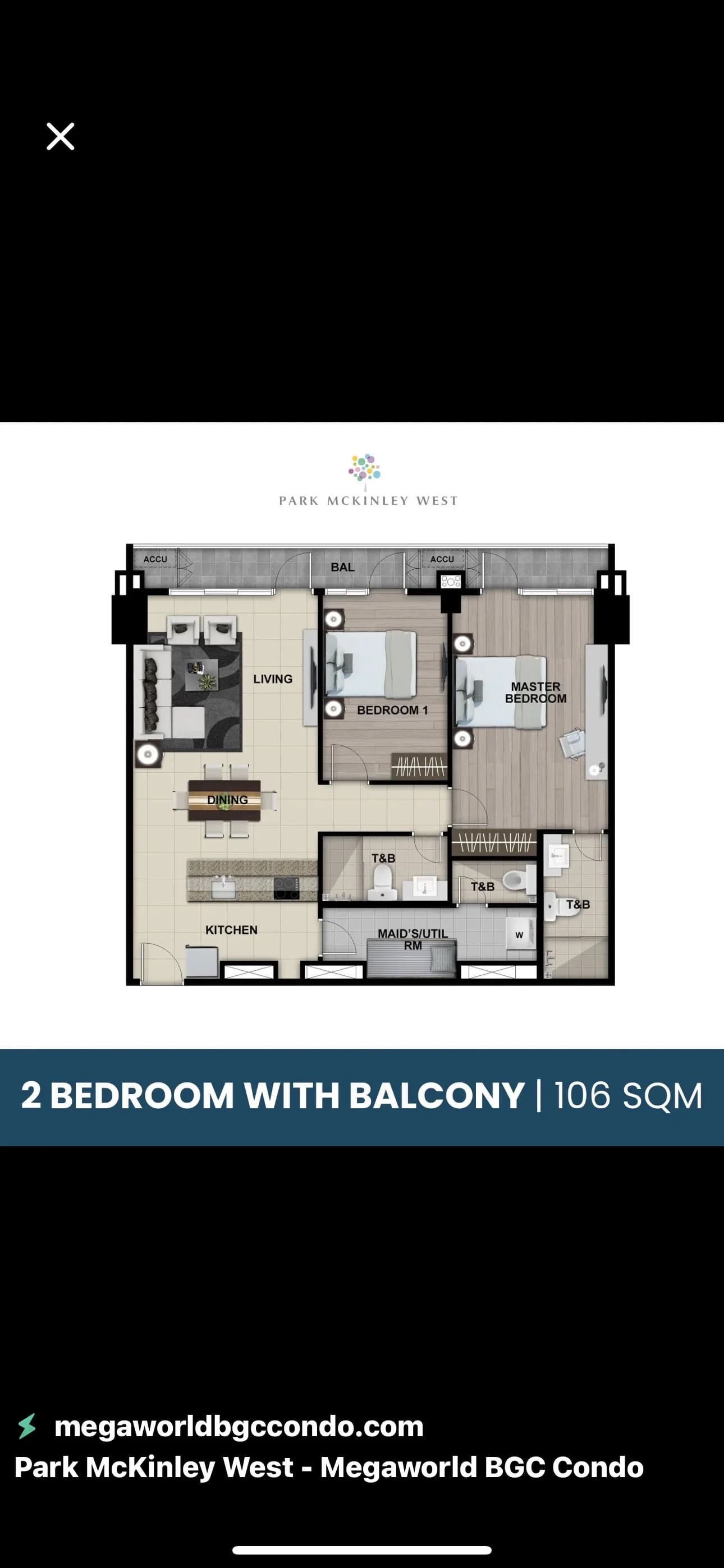 Park Mckinley West Near Bgc | 2BR 106sqm Condo for Sale in Taguig City - Mckinley